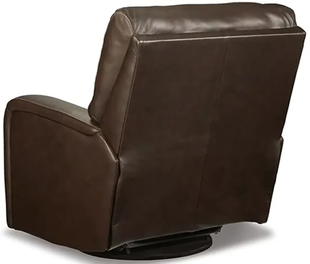 Signature Design by Ashley Emberla Contemporary Leather Match Manual Swivel Glider Rocker Recliner, Dark Brown