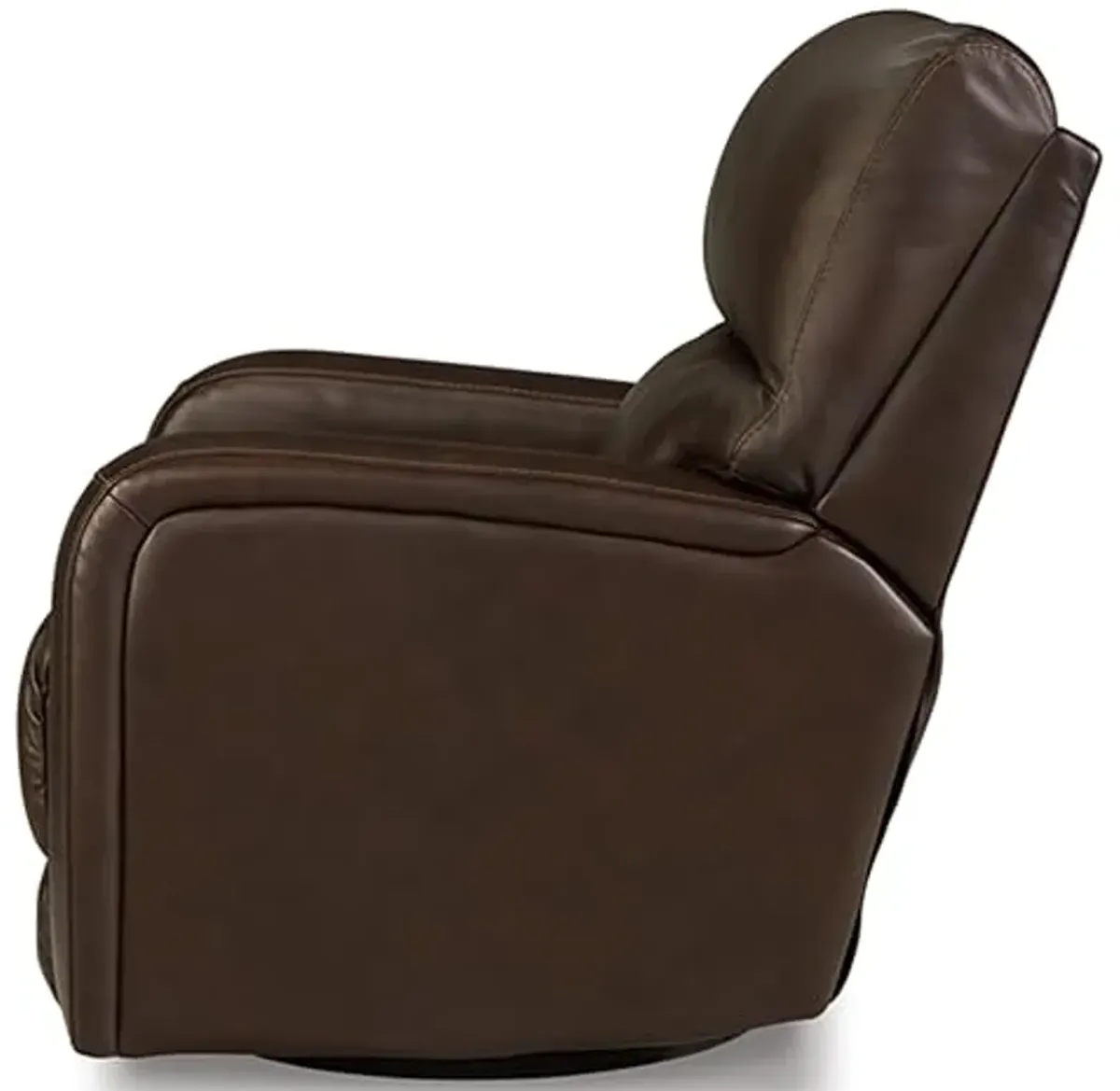 Signature Design by Ashley Emberla Contemporary Leather Match Manual Swivel Glider Rocker Recliner, Dark Brown