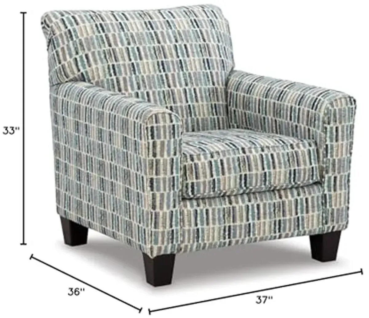 Signature Design by Ashley Valerano Contemporary Geometric Upholstered Accent Chair, Blue & Beige