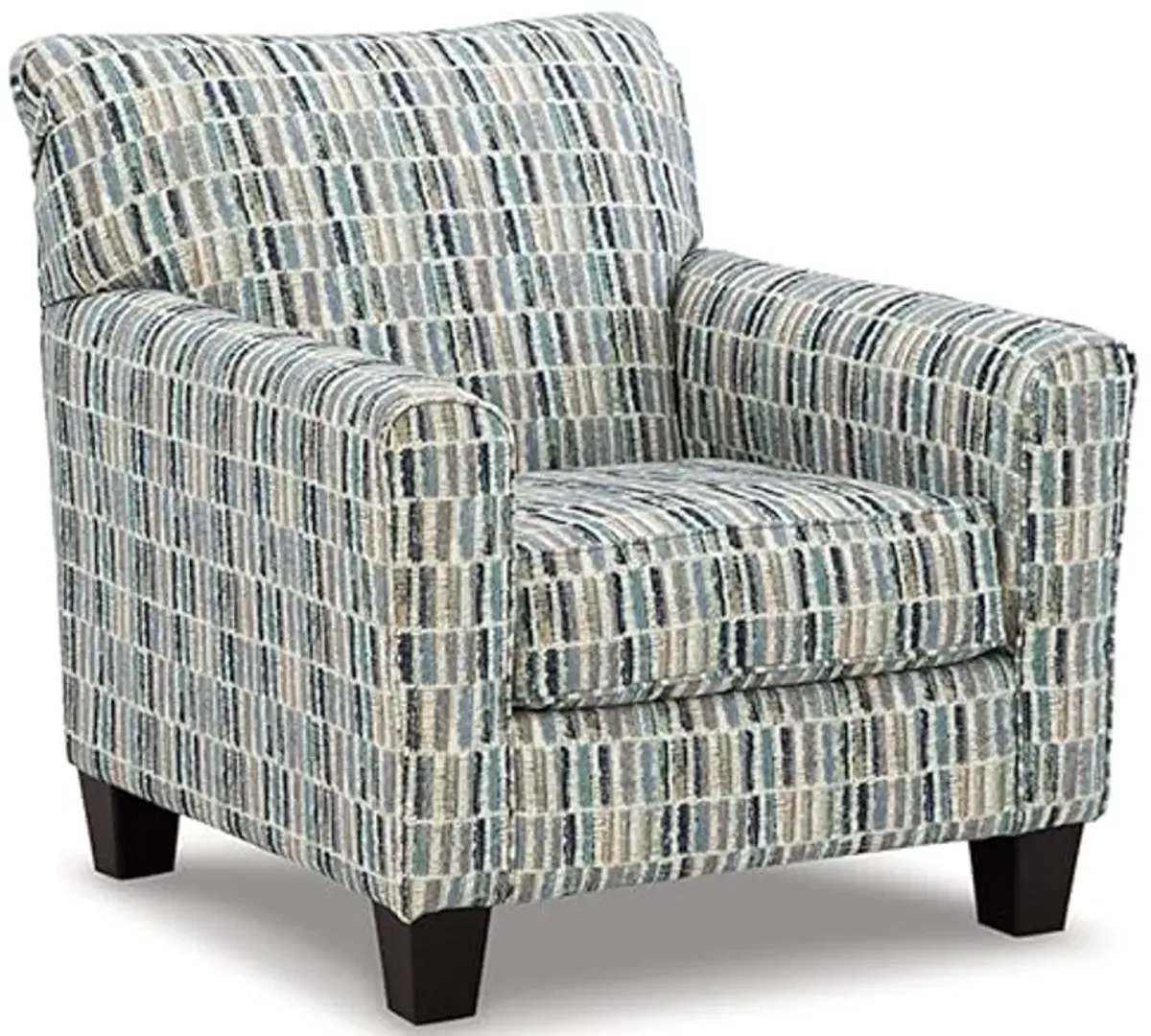 Signature Design by Ashley Valerano Contemporary Geometric Upholstered Accent Chair, Blue & Beige