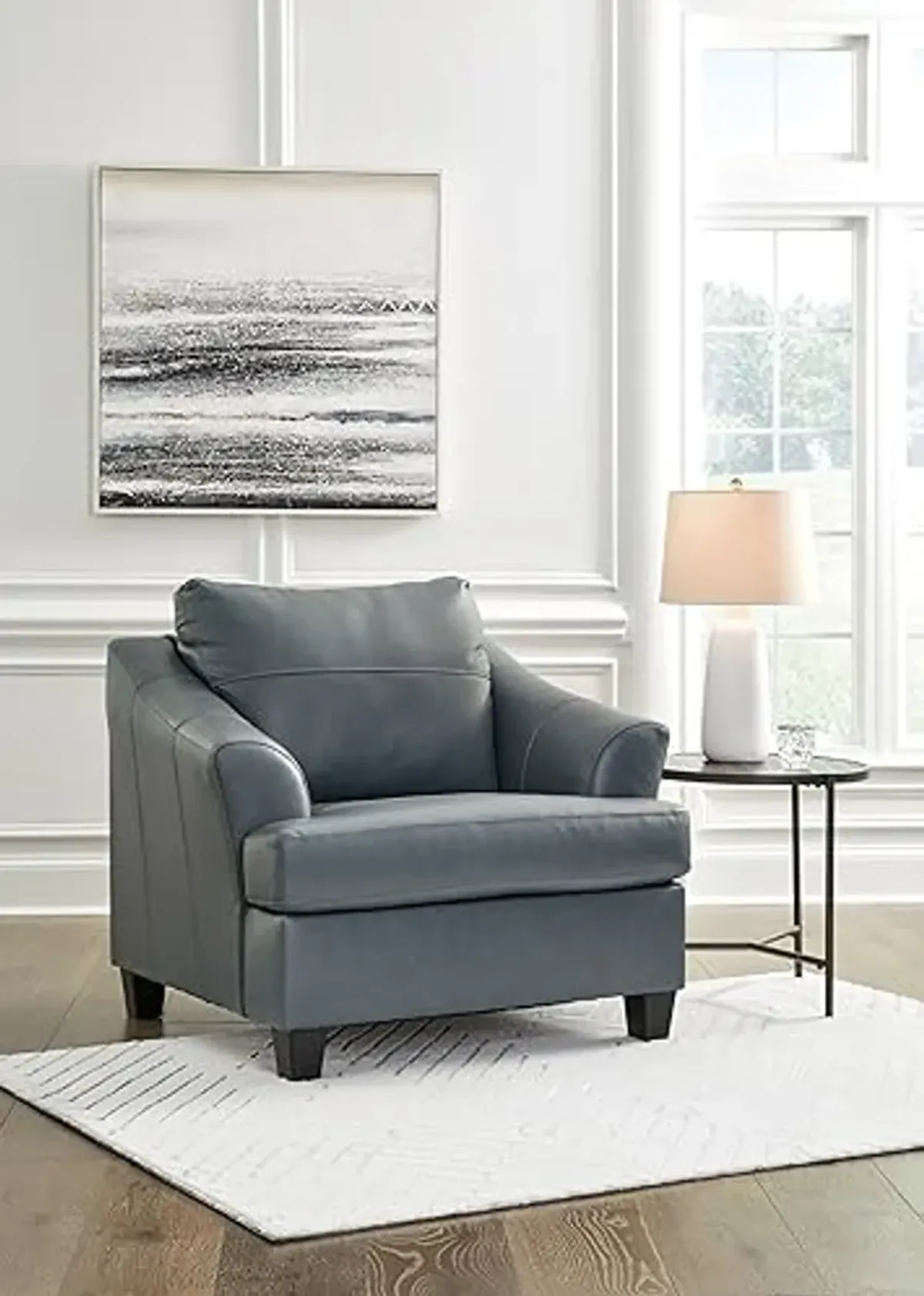 Signature Design by Ashley Genoa Contemporary Leather Match Upholstered Oversized Chair, Gray