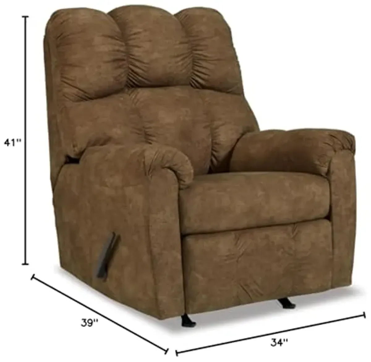 Signature Design by Ashley Potrol Contemporary Tufted Faux Leather Manual Rocker Recliner, Dark Brown