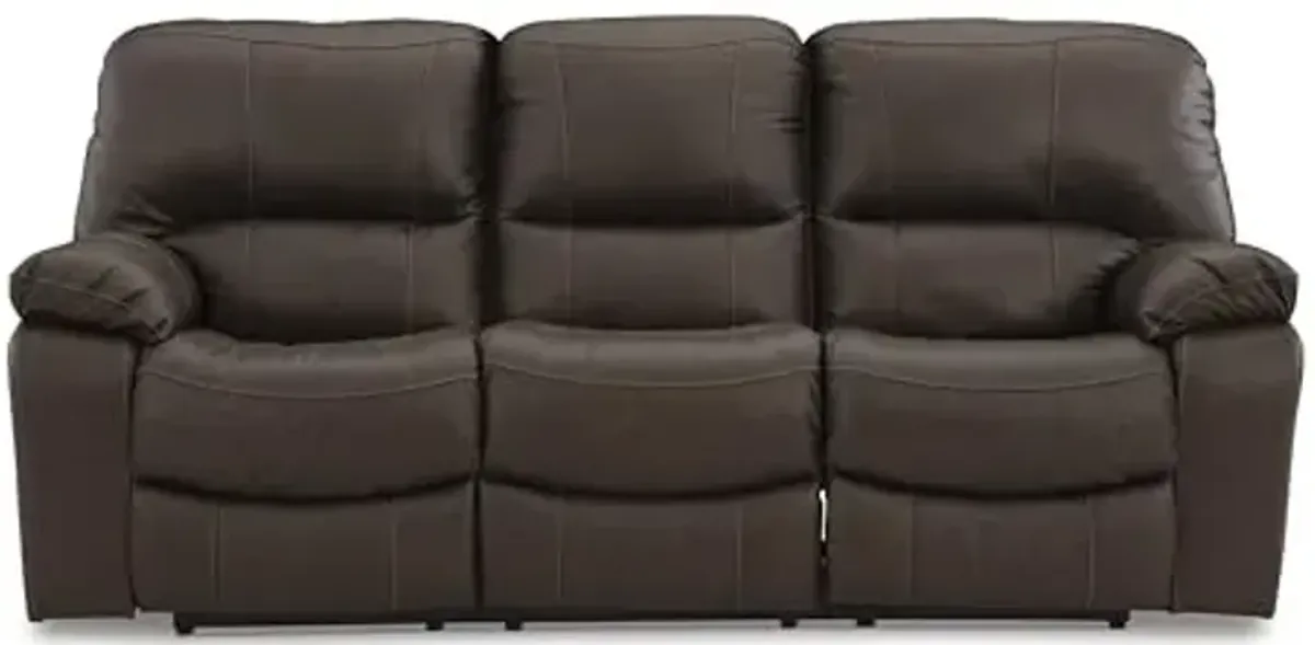 Signature Design by Ashley Leesworth Modern Leather Match Power Reclining Sofa with USB Ports, Dark Brown
