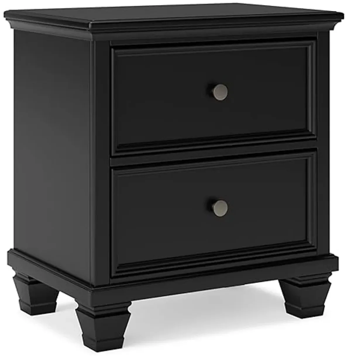 Signature Design by Ashley Lanolee Classic 2 Drawer Nightstand for Bedroom, 26.75" Tall, Black