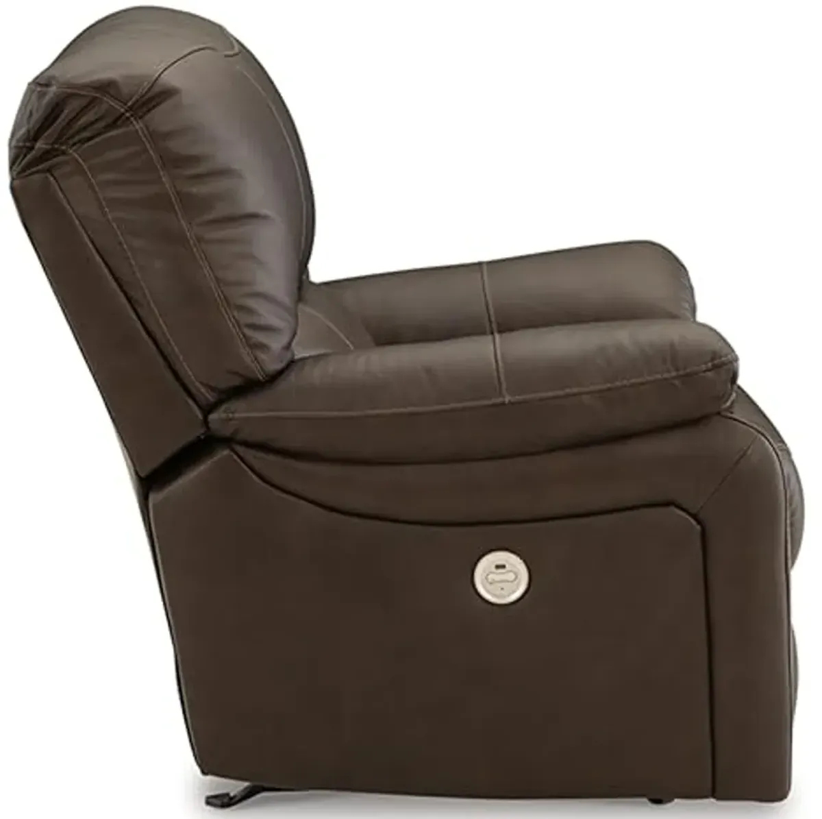 Signature Design by Ashley Leesworth Contemporary Leather Match Power Rocker Recliner with USB Ports, Dark Brown