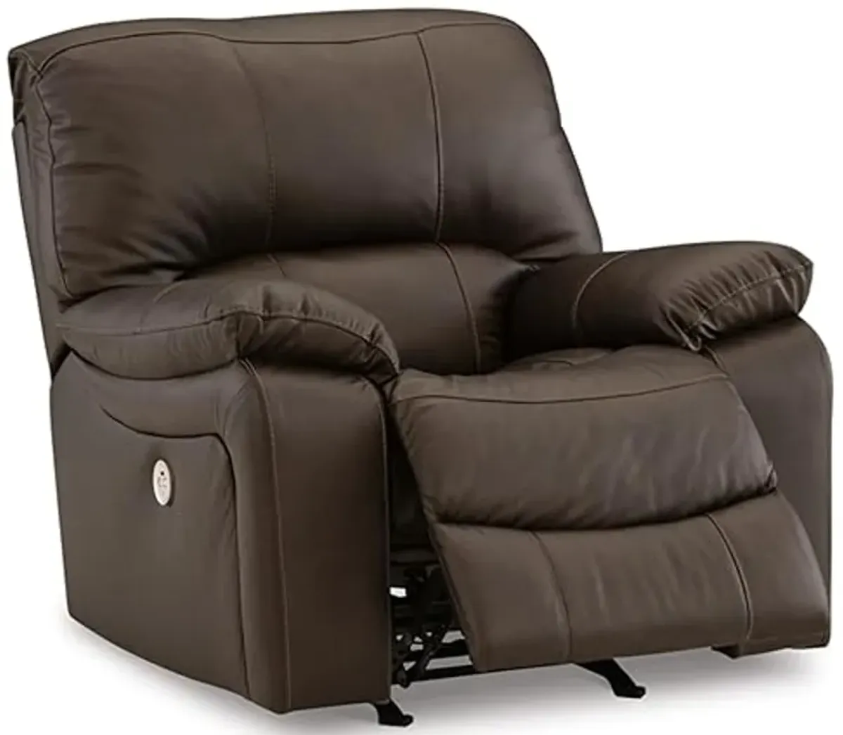 Signature Design by Ashley Leesworth Contemporary Leather Match Power Rocker Recliner with USB Ports, Dark Brown