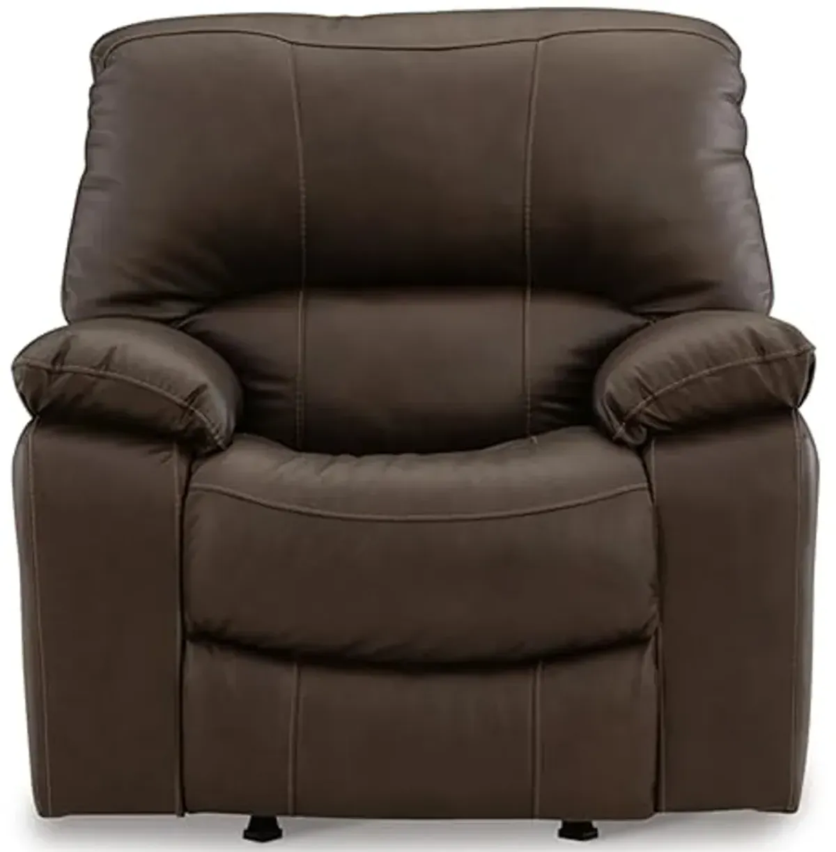 Signature Design by Ashley Leesworth Contemporary Leather Match Power Rocker Recliner with USB Ports, Dark Brown