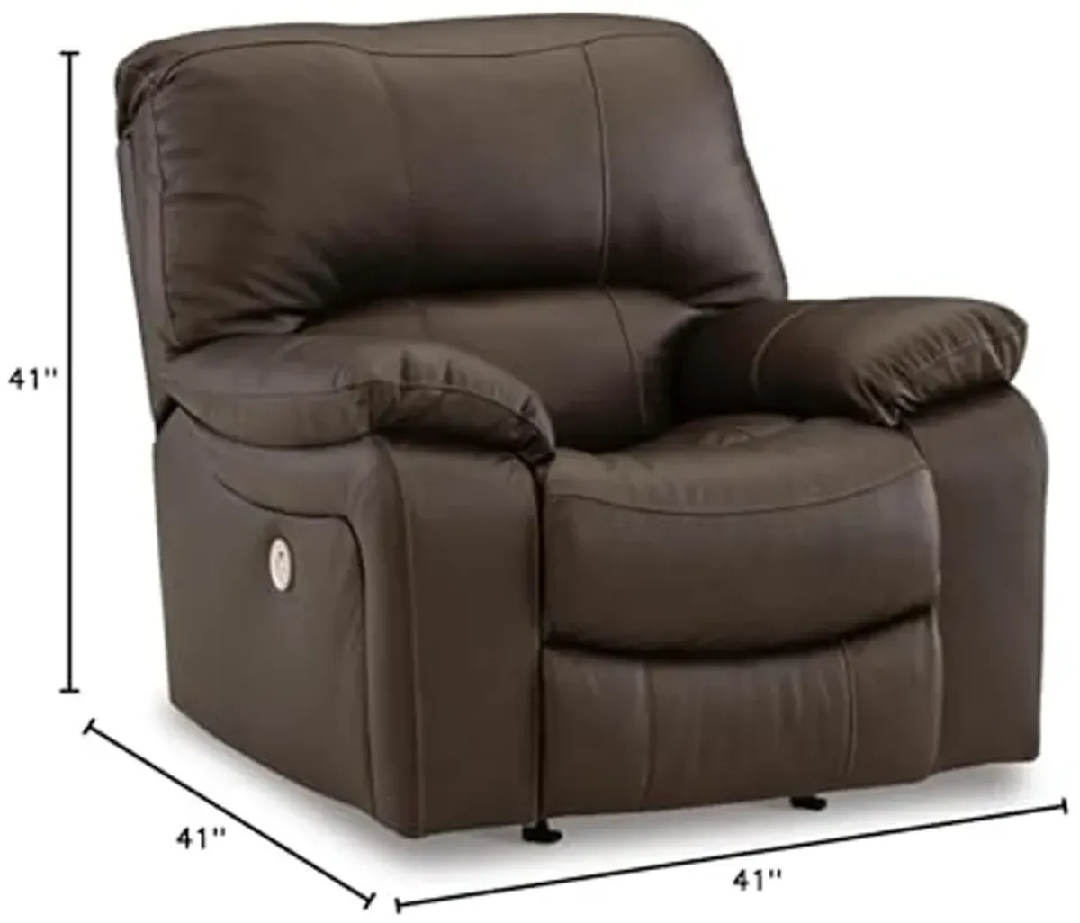 Signature Design by Ashley Leesworth Contemporary Leather Match Power Rocker Recliner with USB Ports, Dark Brown