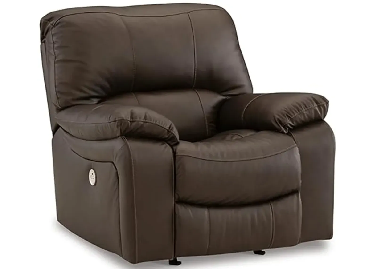 Signature Design by Ashley Leesworth Contemporary Leather Match Power Rocker Recliner with USB Ports, Dark Brown