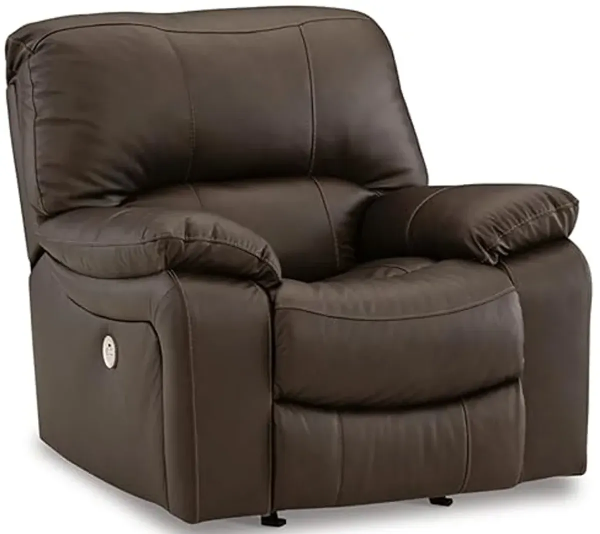 Signature Design by Ashley Leesworth Contemporary Leather Match Power Rocker Recliner with USB Ports, Dark Brown