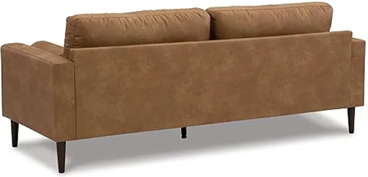 Signature Design by Ashley Telora Modern Faux Leather Sofa with 2 Bolster Pillows, Dark Brown