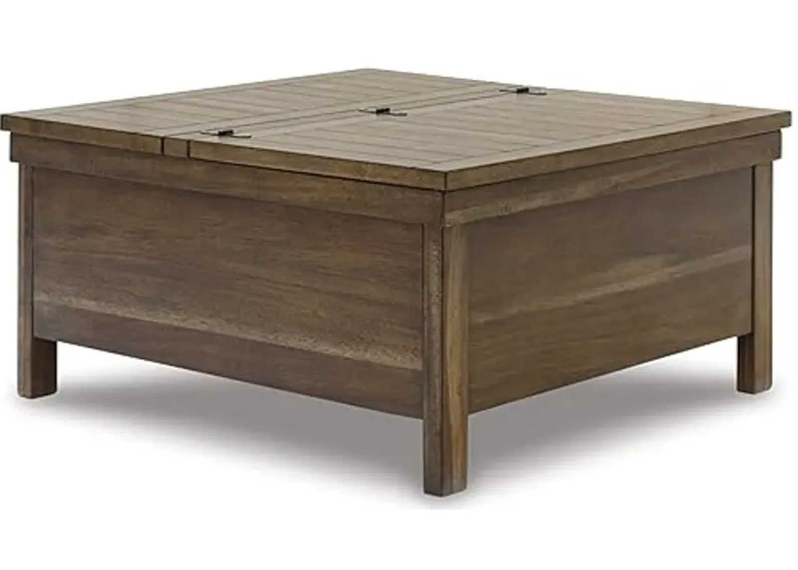 Signature Design by Ashley Moriville Rustic Hinged and Lift Top Cocktail Table with Hidden Storage, Light Brown