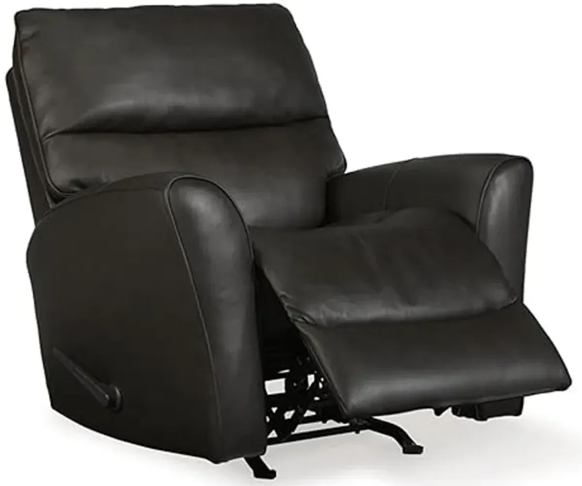 Signature Design by Ashley McAleer Modern Leather Match Manual Rocker Recliner, Black