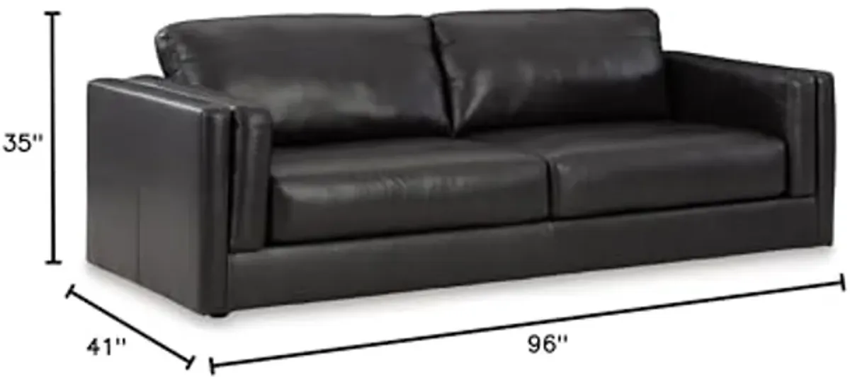 Signature Design by Ashley Amiata Modern Leather Match Sofa with Non-skid Legs, Black