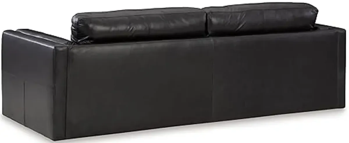 Signature Design by Ashley Amiata Modern Leather Match Sofa with Non-skid Legs, Black