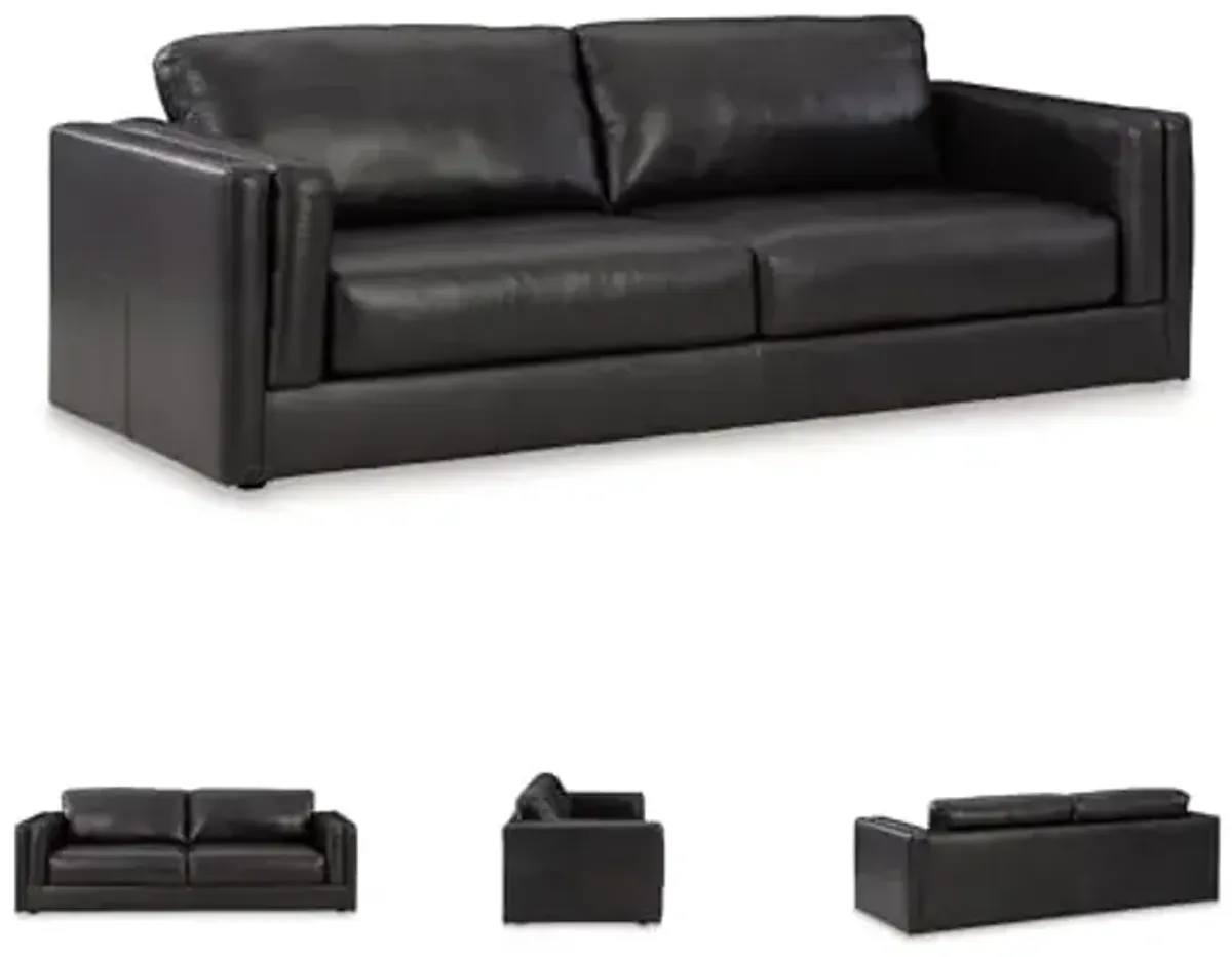 Signature Design by Ashley Amiata Modern Leather Match Sofa with Non-skid Legs, Black