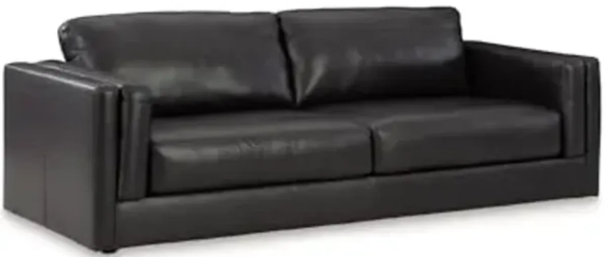 Signature Design by Ashley Amiata Modern Leather Match Sofa with Non-skid Legs, Black