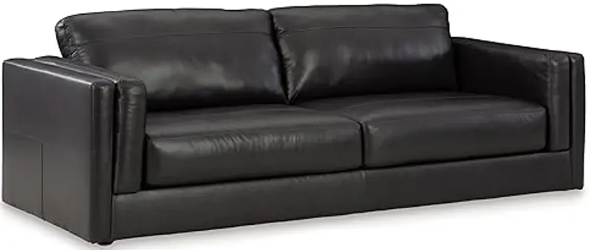 Signature Design by Ashley Amiata Modern Leather Match Sofa with Non-skid Legs, Black