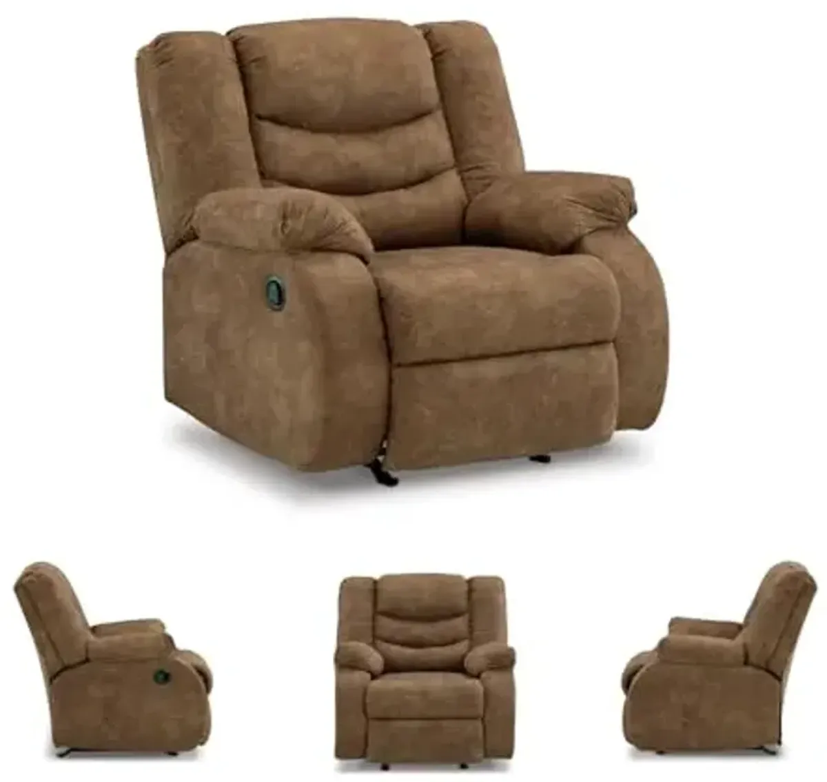 Signature Design by Ashley Partymate Contemporary Faux Leather Manual Rocker Recliner, Dark Brown