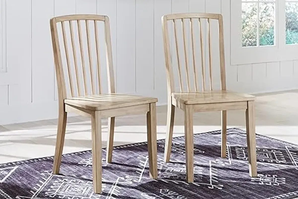 Signature Design by Ashley Gleanville Casual Solid Wood Dining Side Chair with Contoured Seat, Set of 2, Light Brown