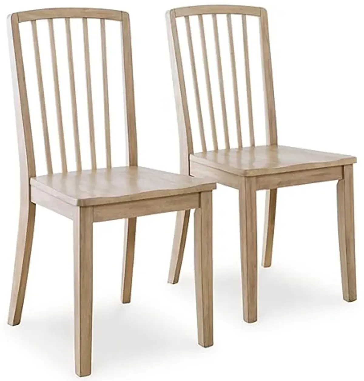 Signature Design by Ashley Gleanville Casual Solid Wood Dining Side Chair with Contoured Seat, Set of 2, Light Brown