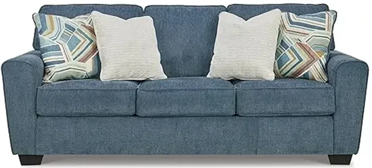 Signature Design by Ashley Cashton Casual 2-in-1 Sofa Sleeper with Folding Gel Memory Foam Mattress, Queen, Blue