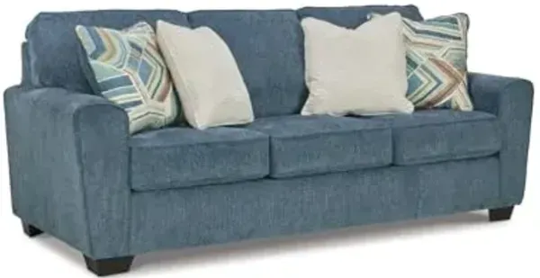Signature Design by Ashley Cashton Casual 2-in-1 Sofa Sleeper with Folding Gel Memory Foam Mattress, Queen, Blue