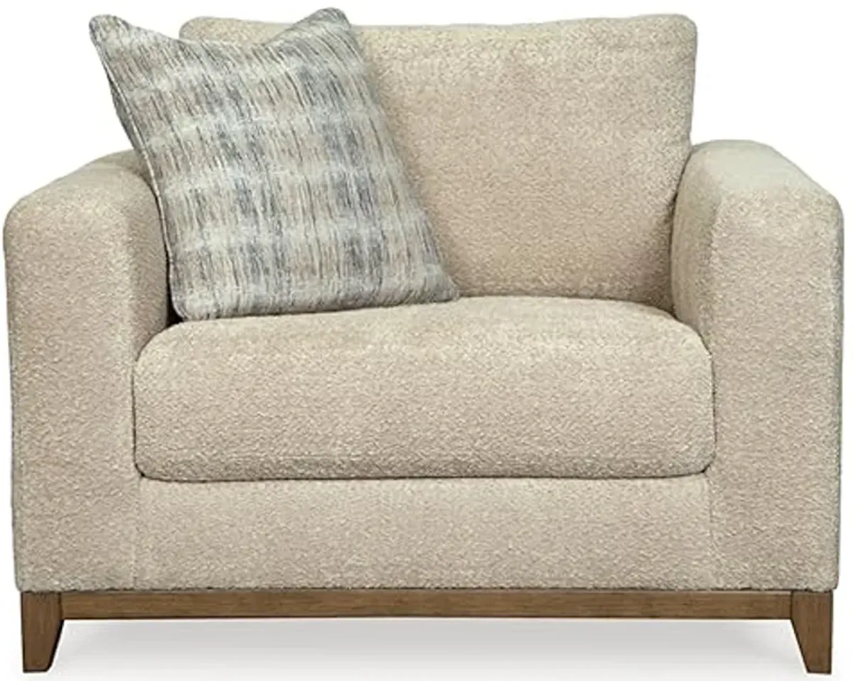 Signature Design by Ashley Parklynn Classic Upholstered Oversized Chair with 1 Accent Pillow, Beige