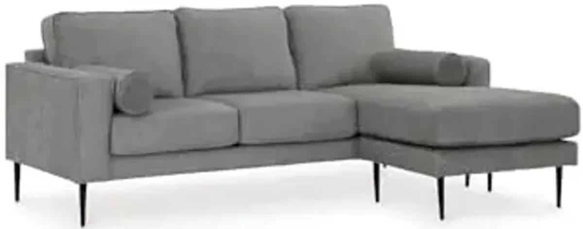 Signature Design by Ashley Hazela Contemporary Sectional Sofa Couch with Chaise Lounge, Gray