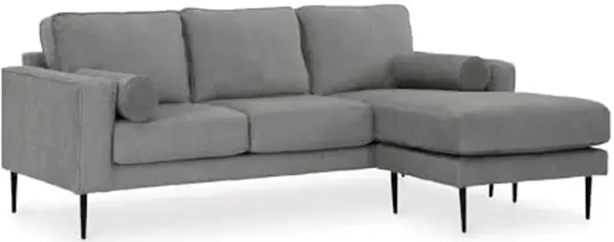 Signature Design by Ashley Hazela Contemporary Sectional Sofa Couch with Chaise Lounge, Gray
