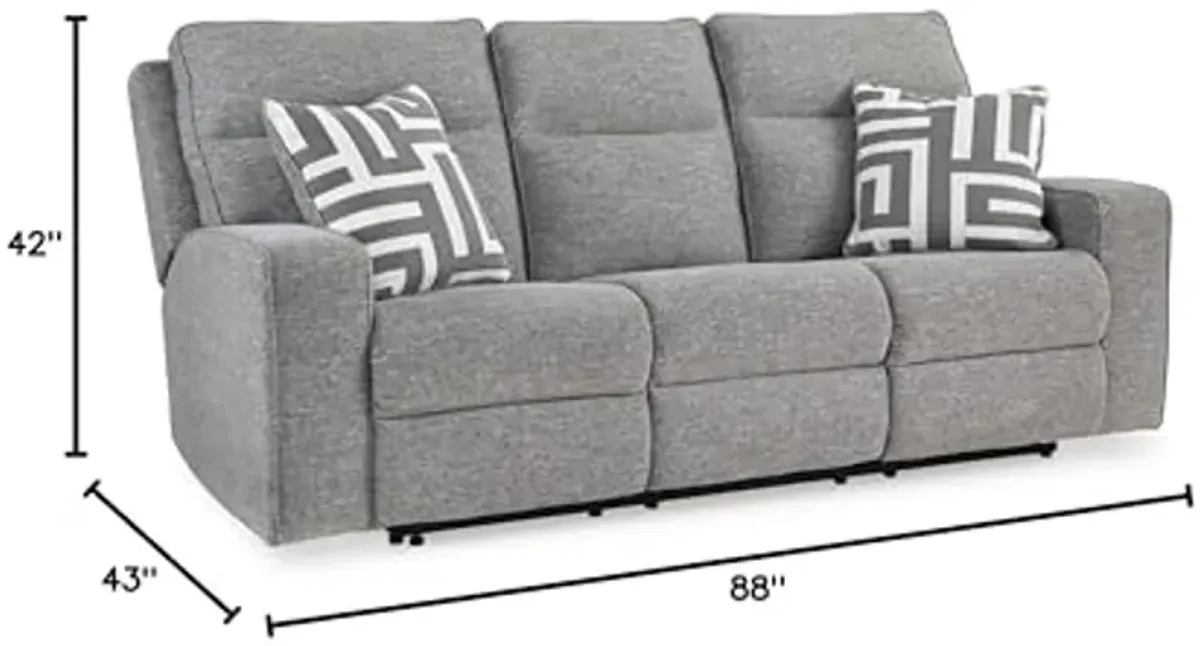 Signature Design by Ashley Biscoe Casual UV Resistant Power Reclining Sofa with Adjustable Headrest and USB Ports, Light Gray