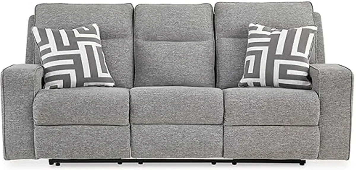 Signature Design by Ashley Biscoe Casual UV Resistant Power Reclining Sofa with Adjustable Headrest and USB Ports, Light Gray