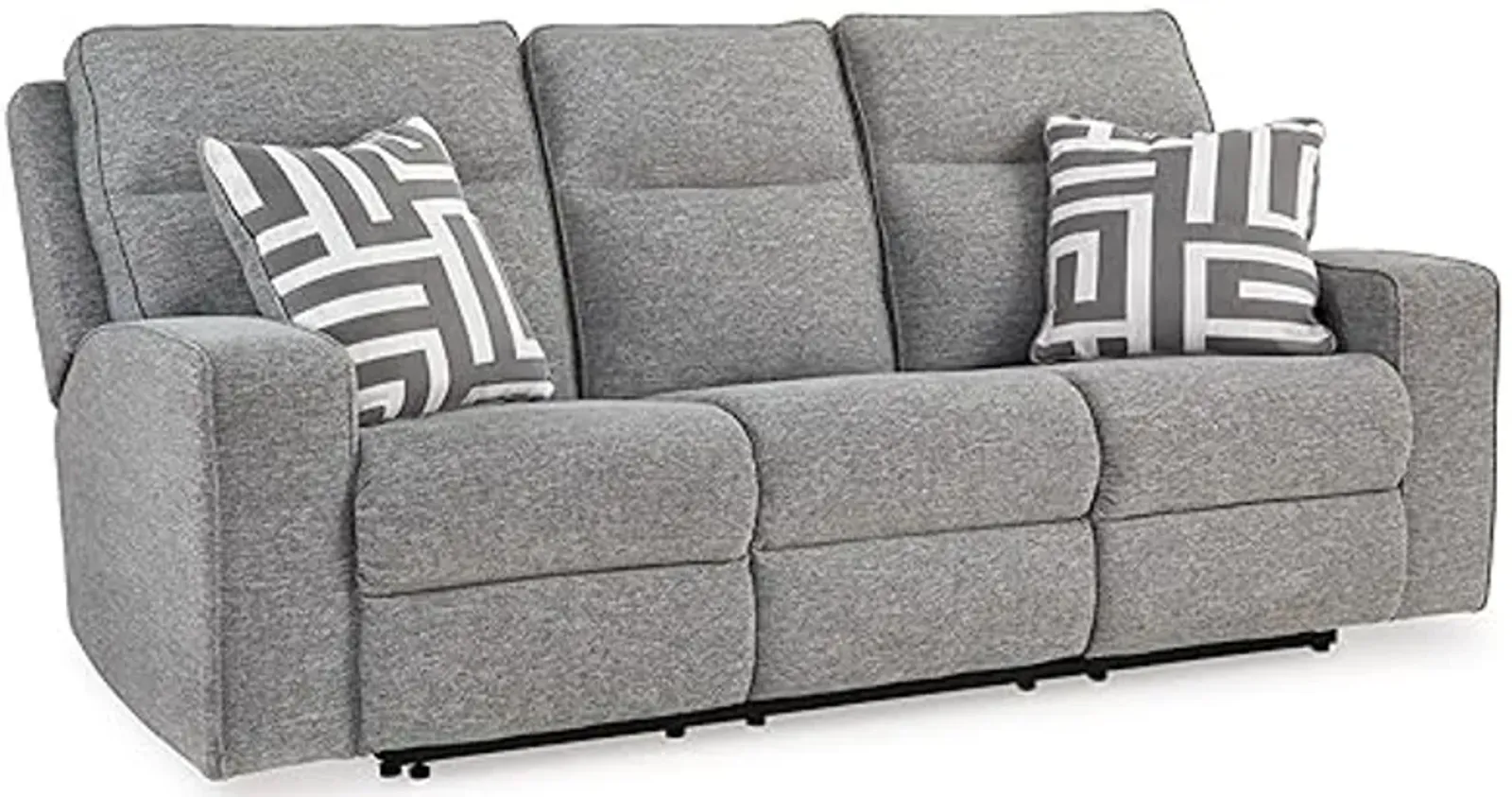 Signature Design by Ashley Biscoe Casual UV Resistant Power Reclining Sofa with Adjustable Headrest and USB Ports, Light Gray