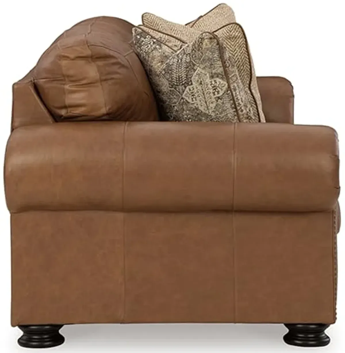 Signature Design by Ashley Carianna Classic Leather Match Sofa with Nailhead Trim, Dark Brown