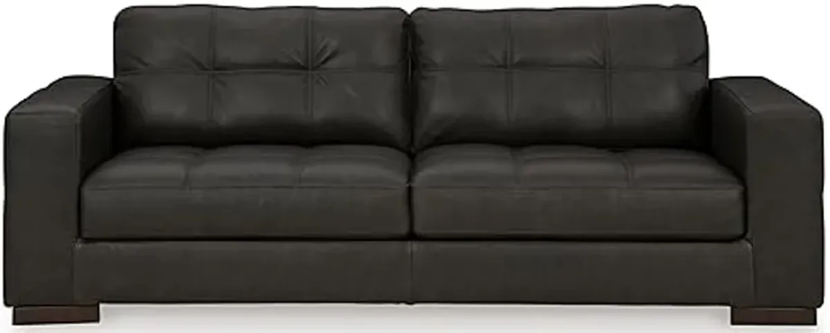 Signature Design by Ashley Luigi Modern Tufted Leather Match Sofa, Black