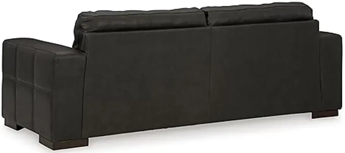 Signature Design by Ashley Luigi Modern Tufted Leather Match Sofa, Black