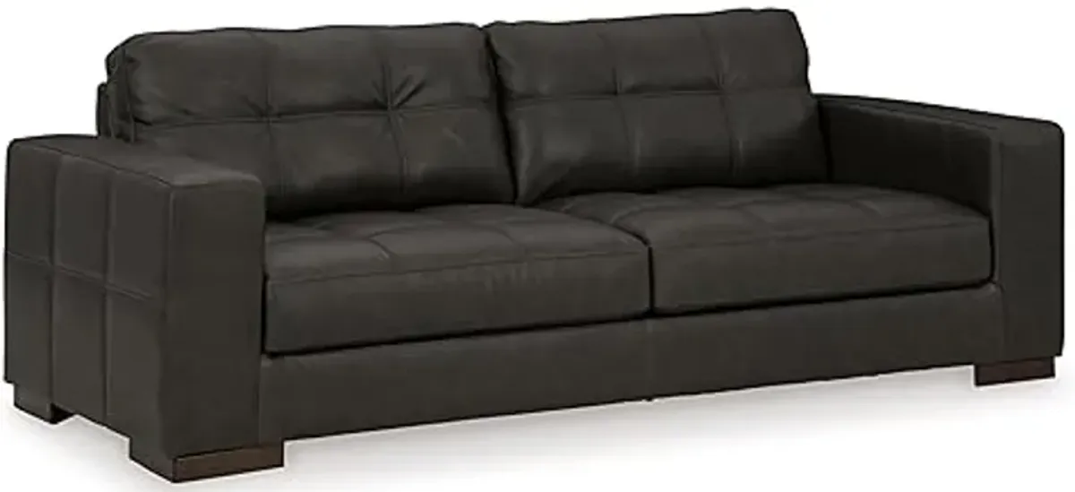 Signature Design by Ashley Luigi Modern Tufted Leather Match Sofa, Black