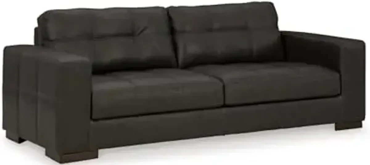 Signature Design by Ashley Luigi Modern Tufted Leather Match Sofa, Black