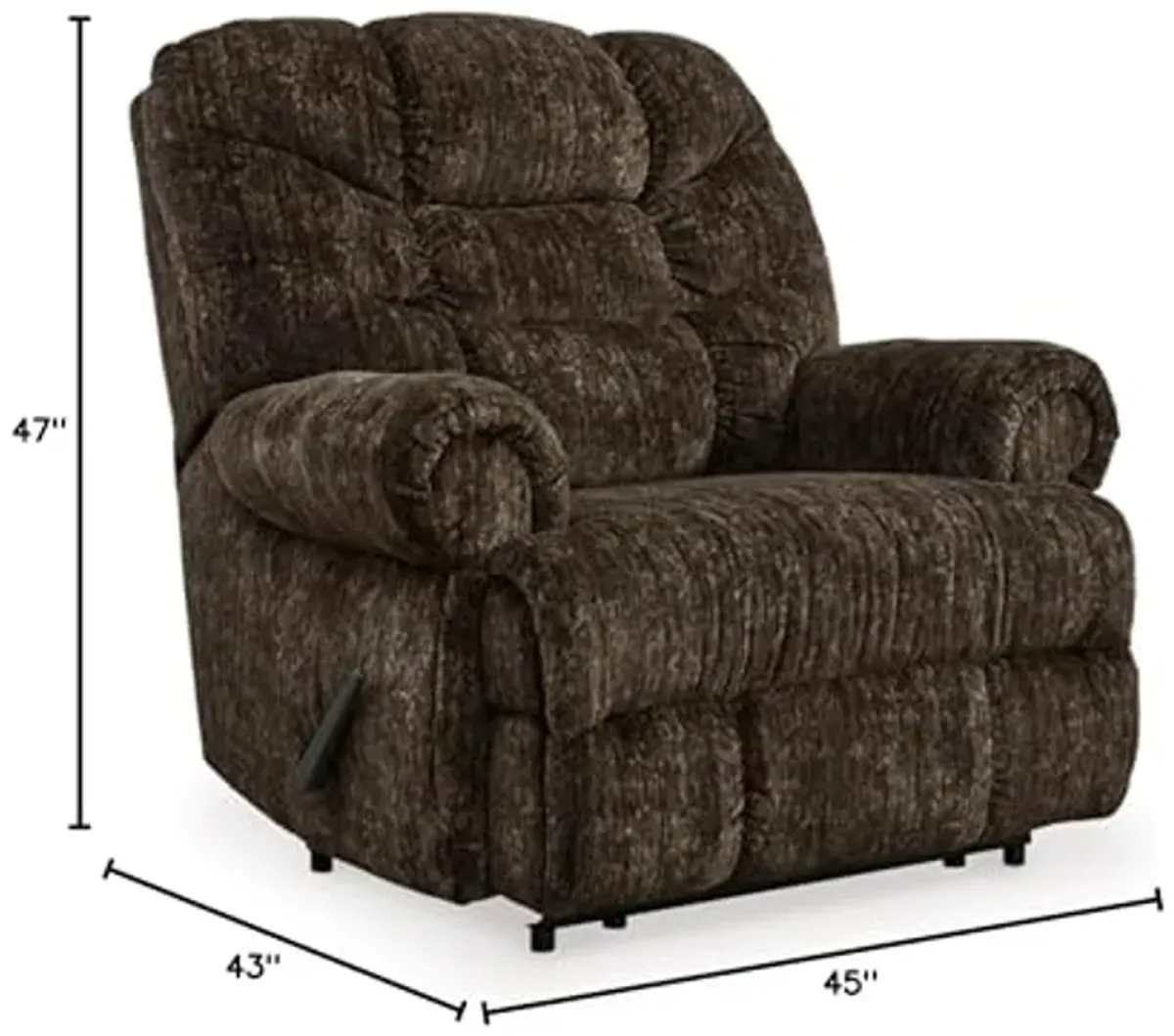 Signature Design by Ashley Movie Man Classic Tufted Velvet Manual Zero Wall Recliner, Dark Brown