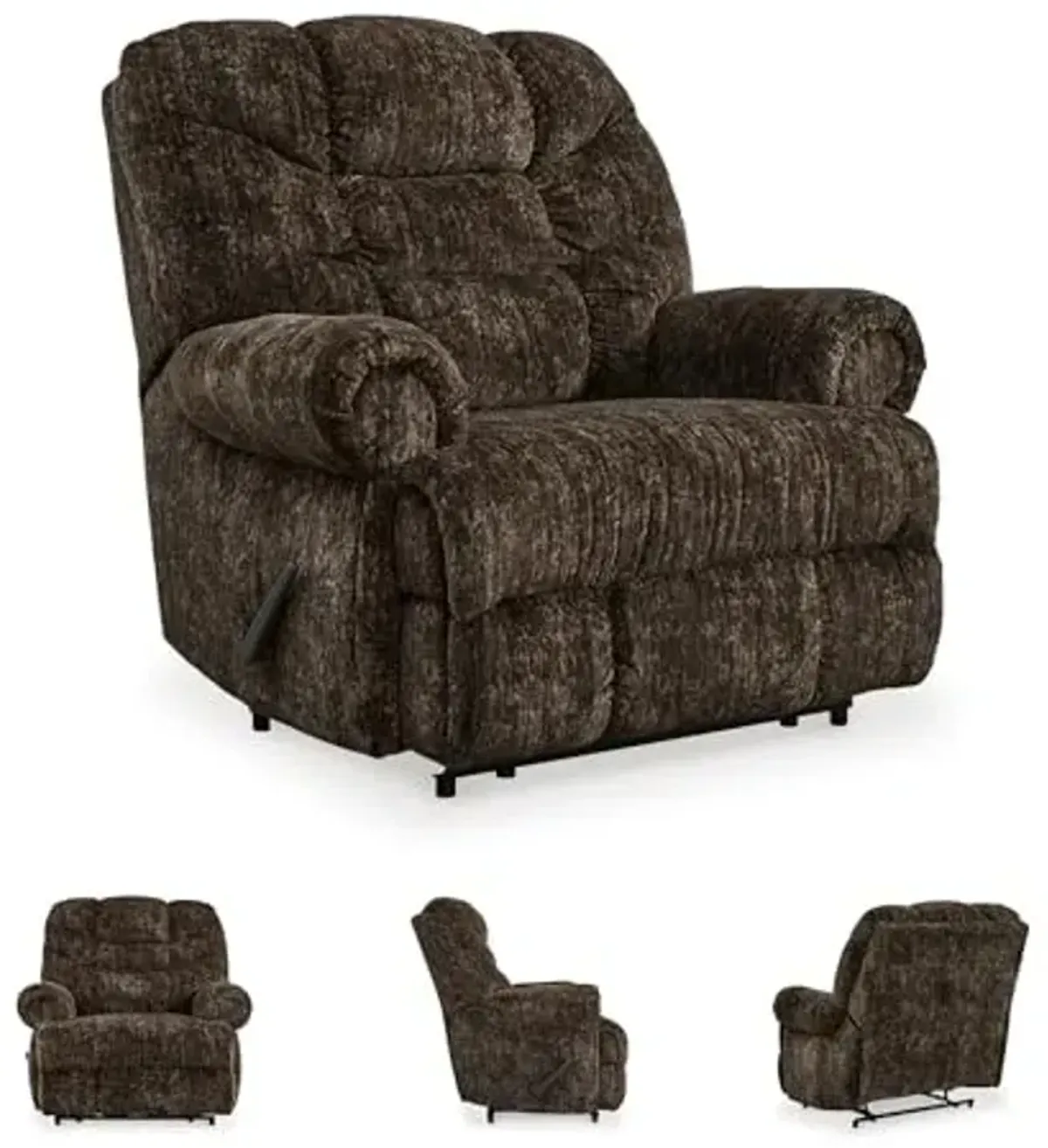 Signature Design by Ashley Movie Man Classic Tufted Velvet Manual Zero Wall Recliner, Dark Brown
