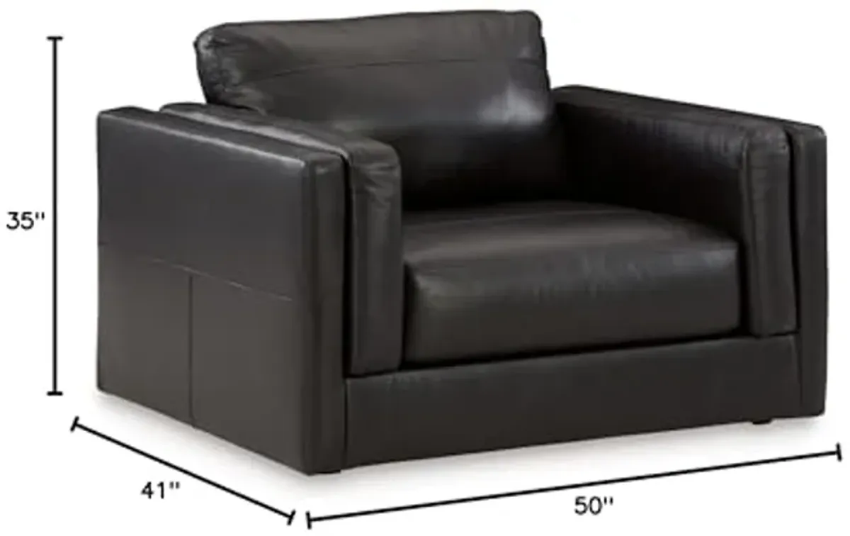 Signature Design by Ashley Amiata Modern Leather Match Upholstered Oversized Chair, Black