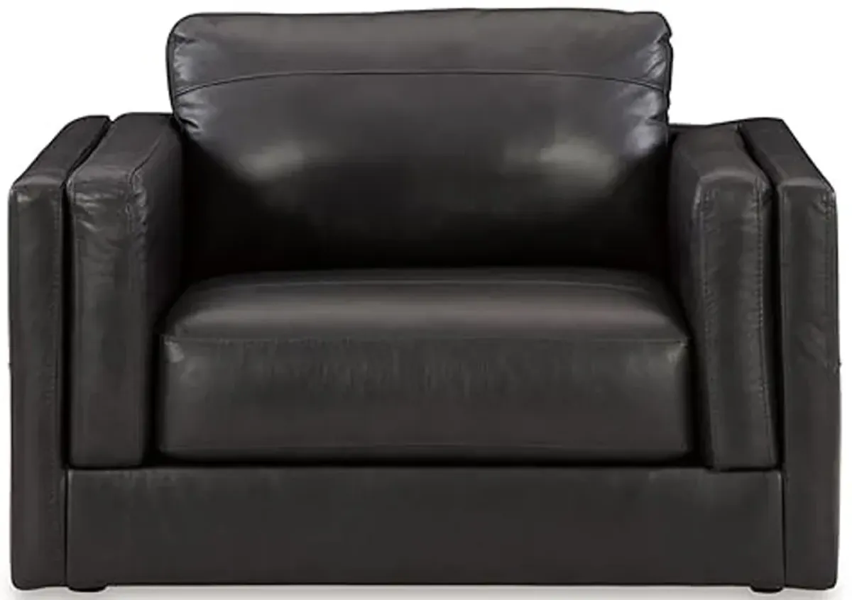 Signature Design by Ashley Amiata Modern Leather Match Upholstered Oversized Chair, Black