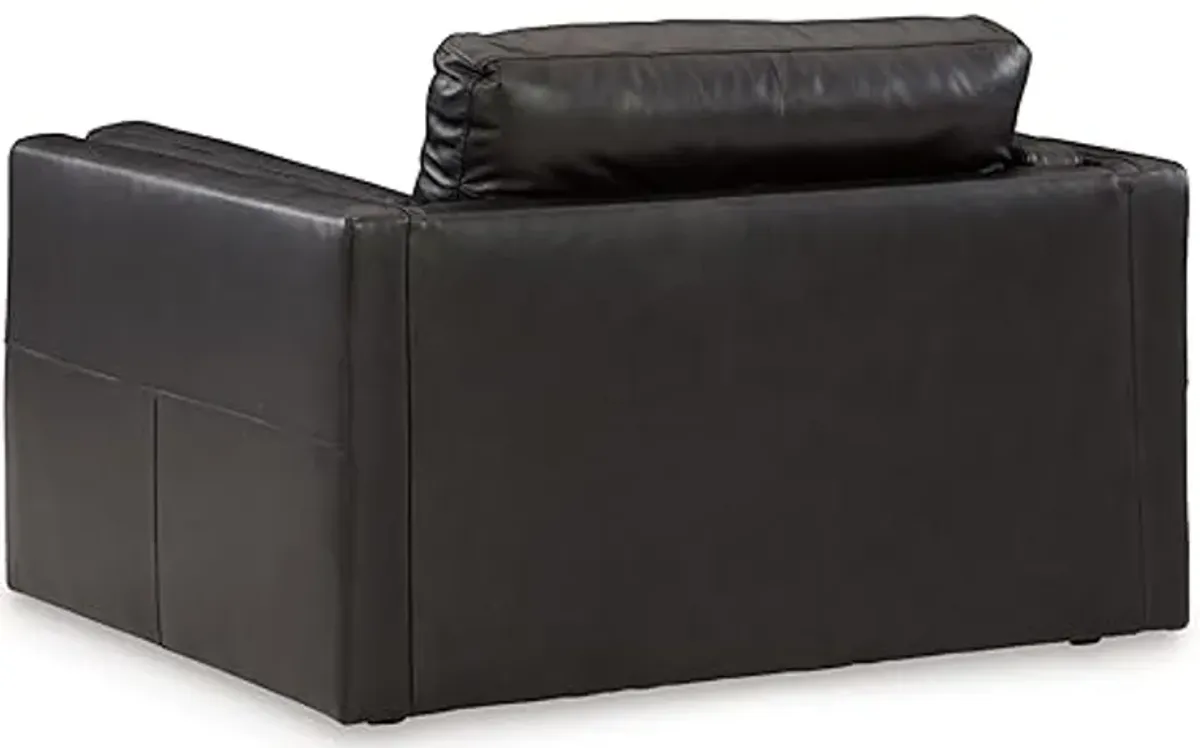 Signature Design by Ashley Amiata Modern Leather Match Upholstered Oversized Chair, Black