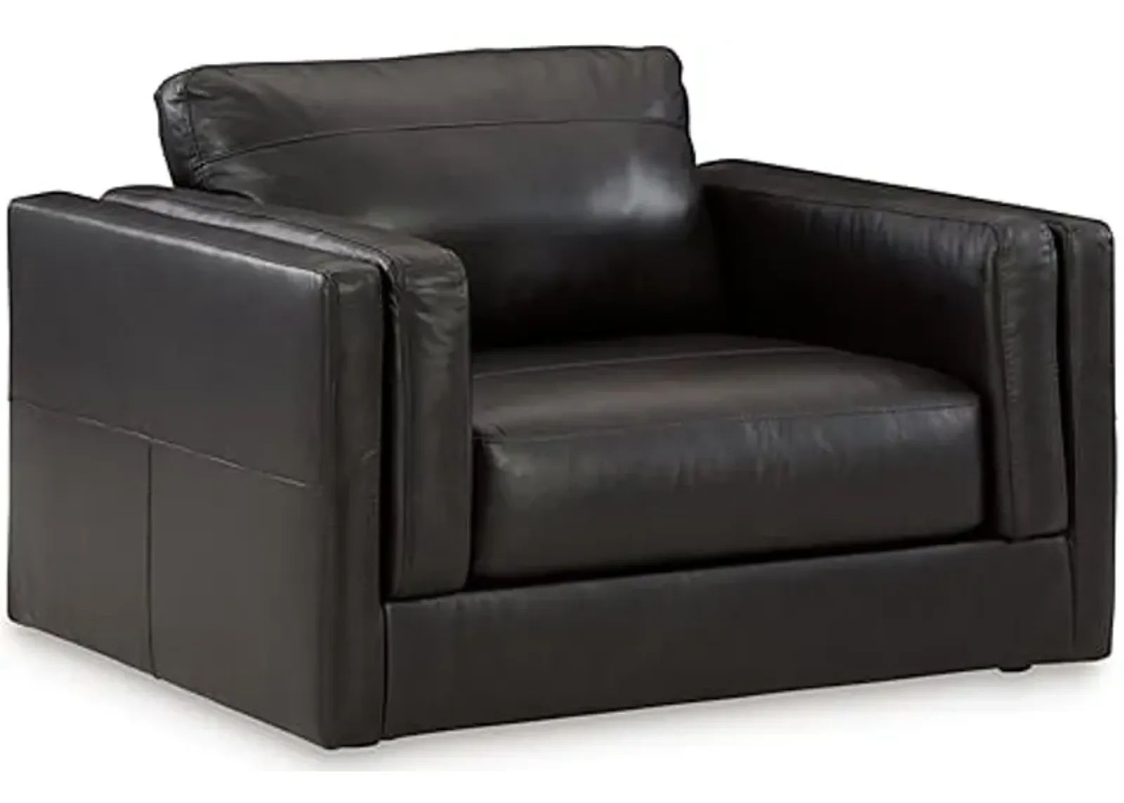 Signature Design by Ashley Amiata Modern Leather Match Upholstered Oversized Chair, Black