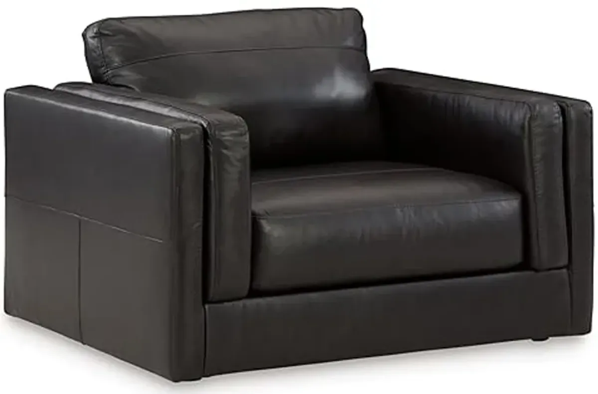 Signature Design by Ashley Amiata Modern Leather Match Upholstered Oversized Chair, Black