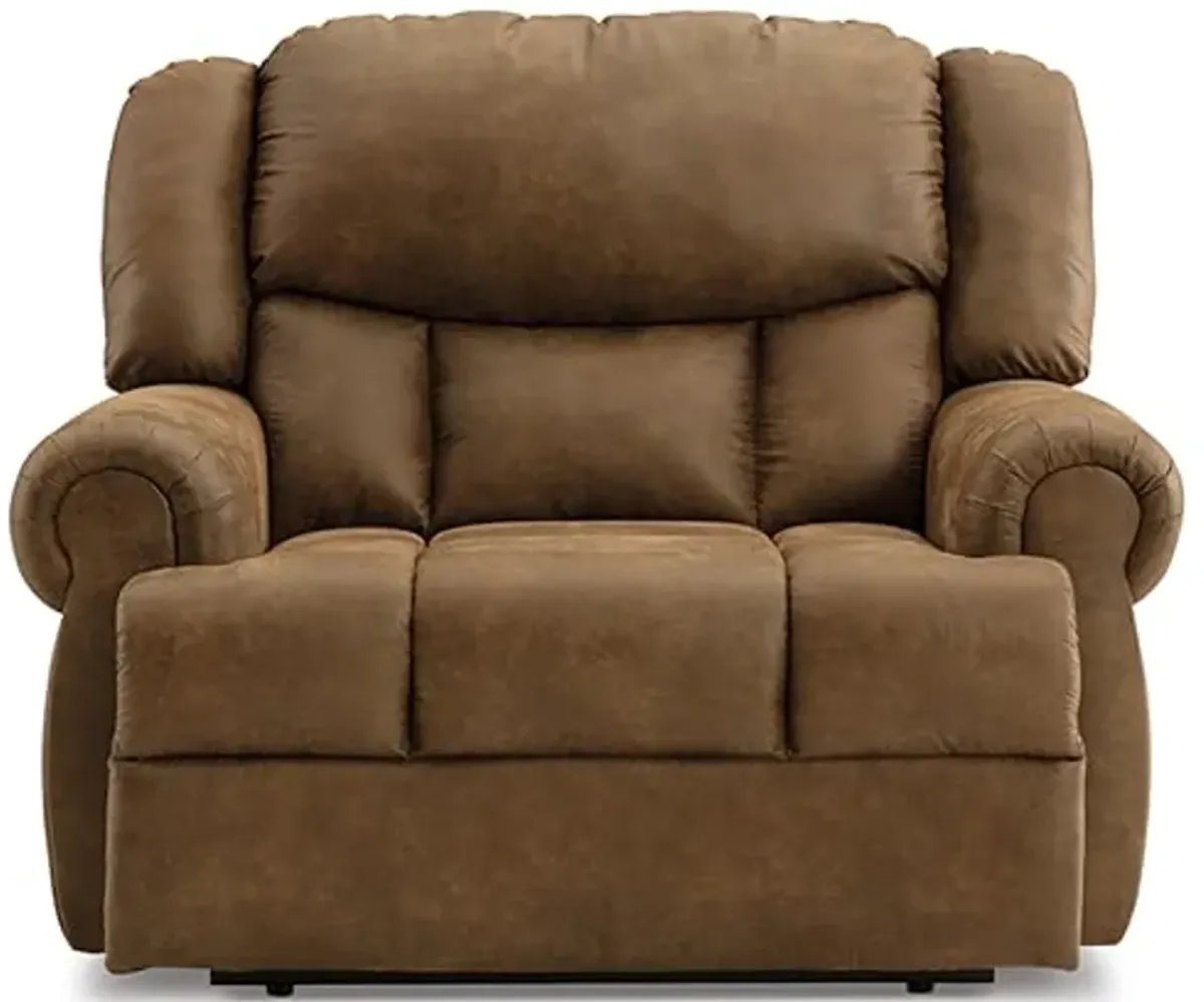 Signature Design by Ashley Boothbay Classic Faux Leather Manual Oversized Recliner, Dark Brown