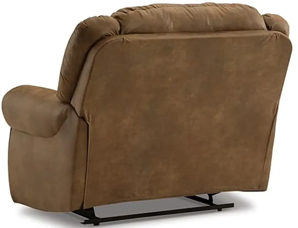 Signature Design by Ashley Boothbay Classic Faux Leather Manual Oversized Recliner, Dark Brown