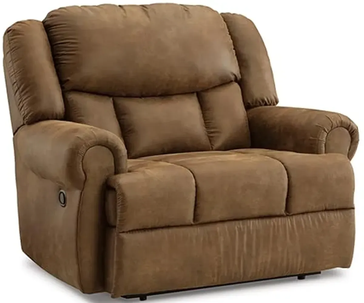 Signature Design by Ashley Boothbay Classic Faux Leather Manual Oversized Recliner, Dark Brown