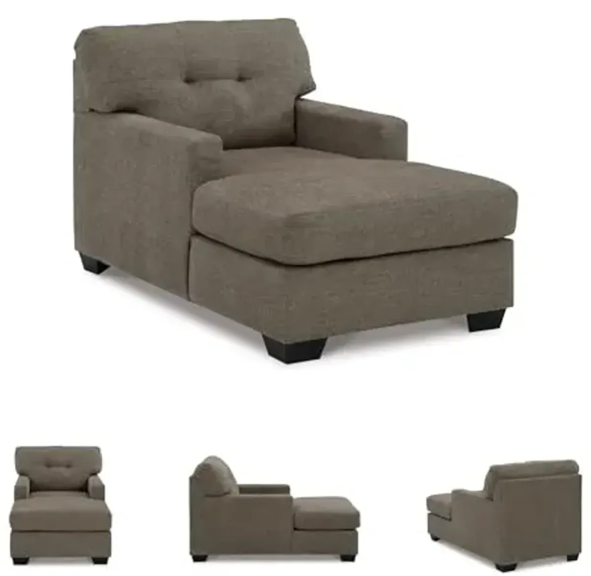 Signature Design by Ashley Mahoney Contemporary Tufted Upholstered Chaise, Dark Brown