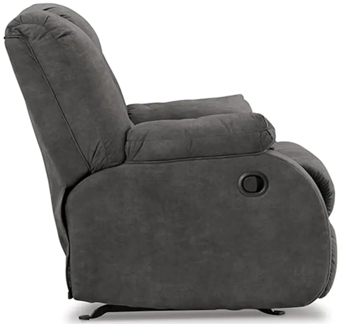 Signature Design by Ashley Partymate Contemporary Faux Leather Manual Rocker Recliner, Gray